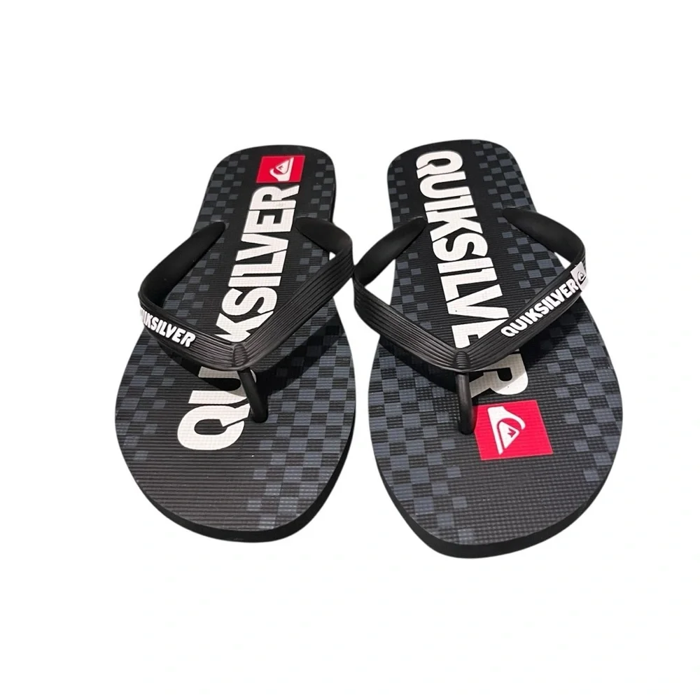 Quicksilver Men’s Java Blaze Check Flip Flops Size 12 Black